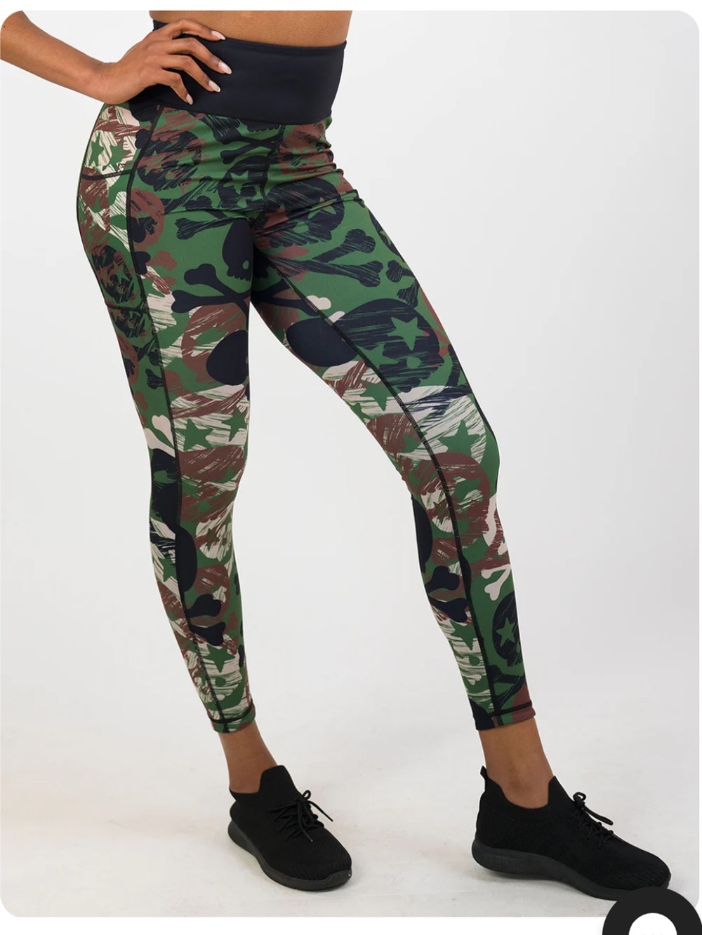 Reversible leggings Skull Print Green Camo and red badass print
